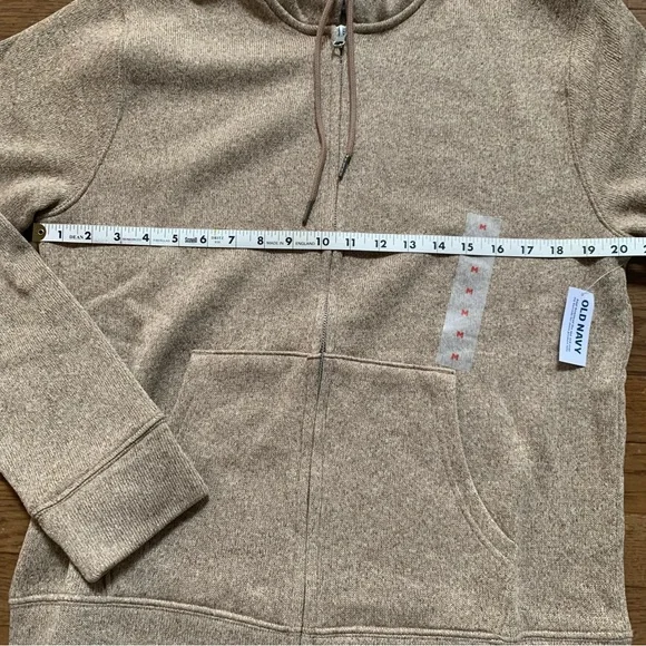 Old Navy Mens Fleece-Knit Zip Hoodie | M | Camel Brown NEW!! - Picture 8 of 10